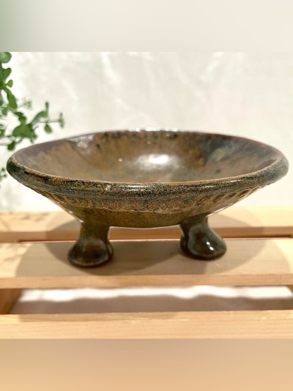Ceramic Nanban Bunjin Shohin Size Bonsai Tree Pot or Trinket Dish | Signed | EUC